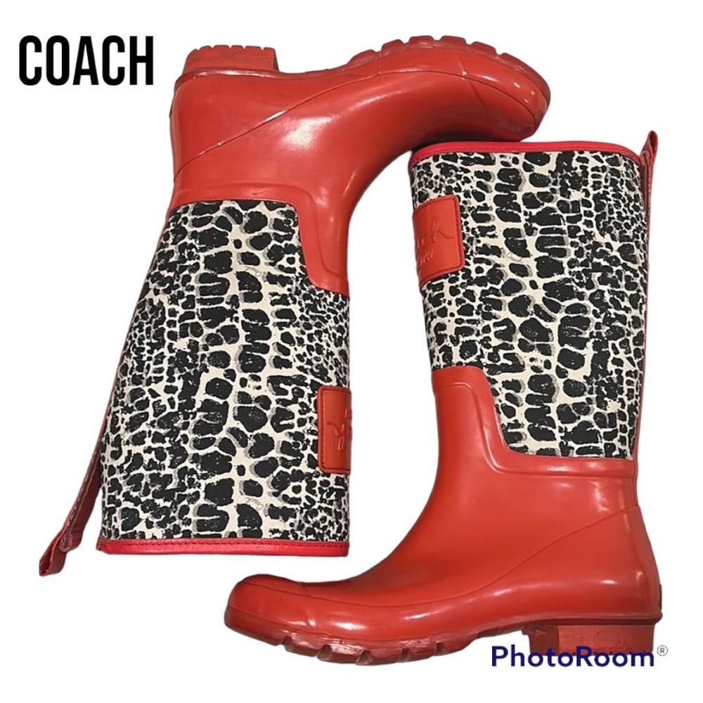 Coach | red leopard rain boots